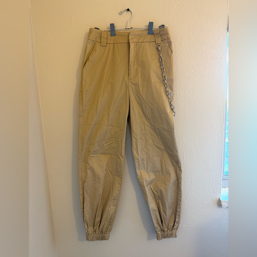 Hera Collection Tan Chinos with Chain Detail